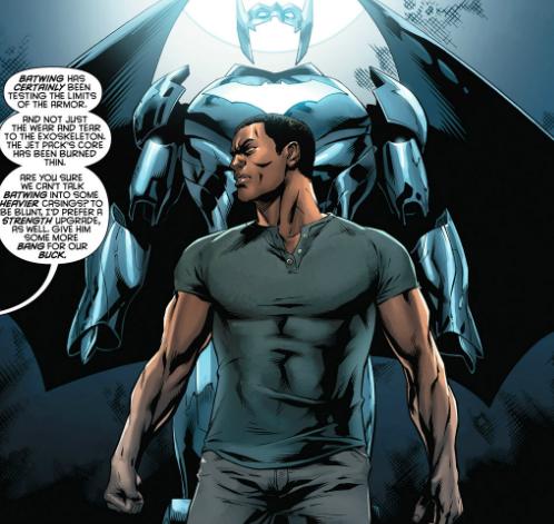 David Zavimbe in front of his badass Batwing armor.