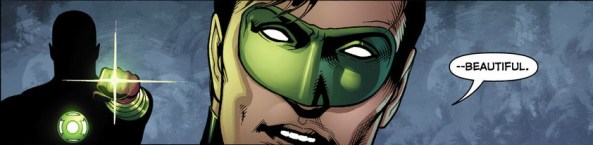 It's the Green Lantern version of a light sabre appearing out of the shadows...