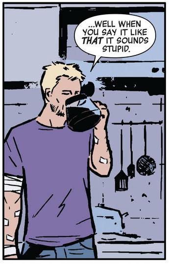 Clint Barton likes his coffee BLACK.