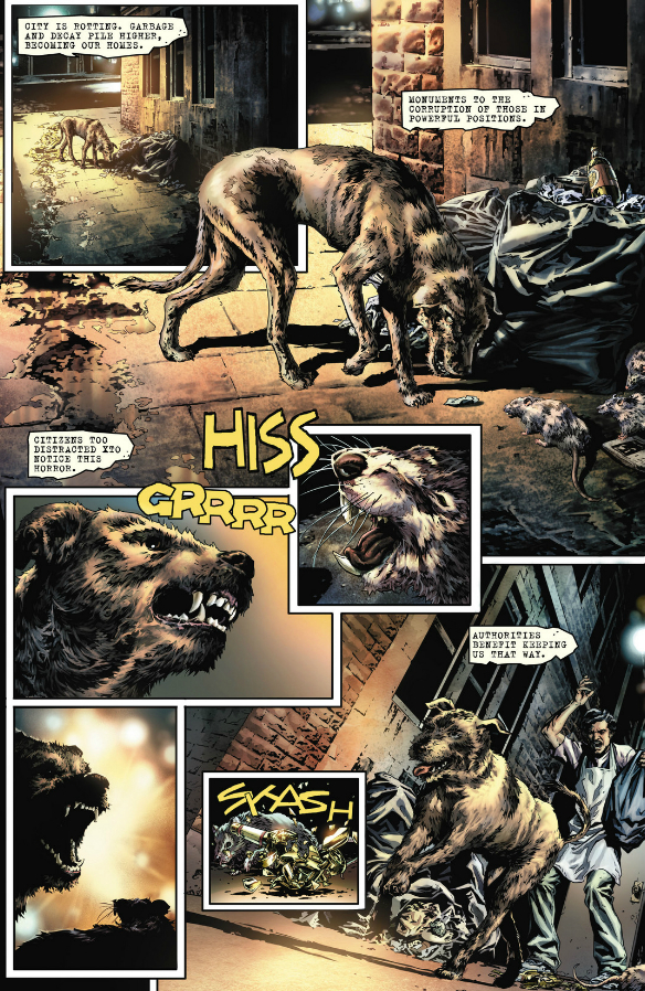 If this were Silk Spectre, the rat and the dog would probably be buddies