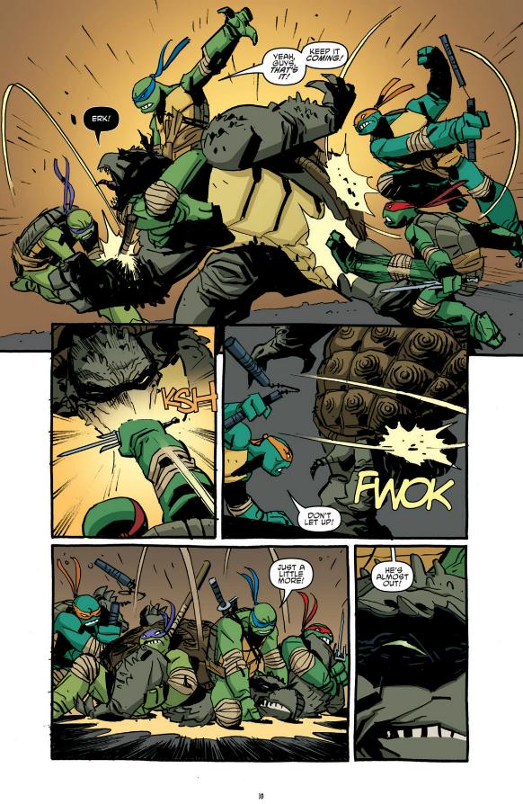 All four Ninja Turtles fight Slash