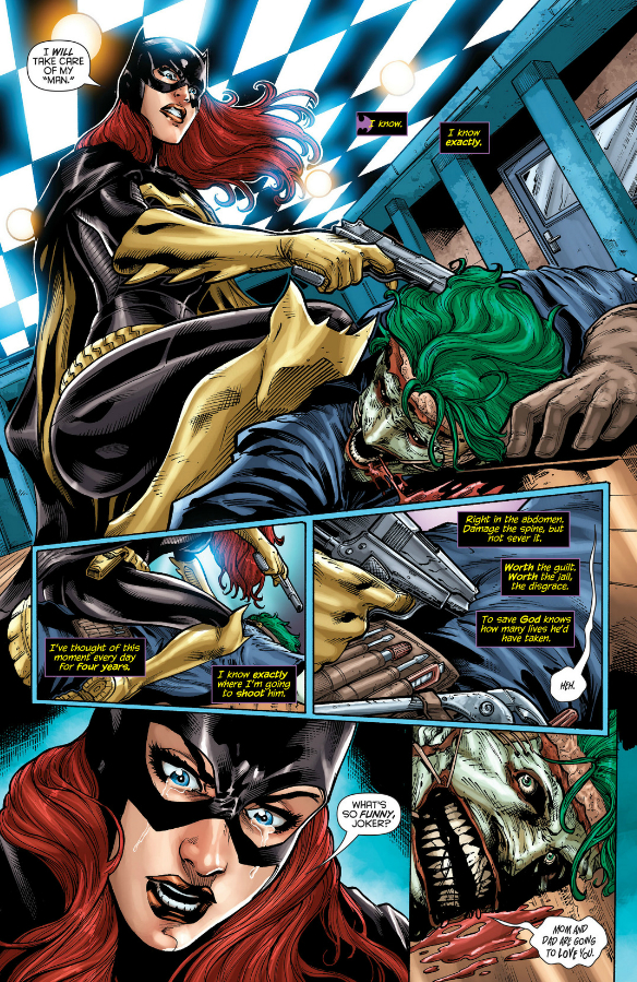 Barbara stands over the Joker