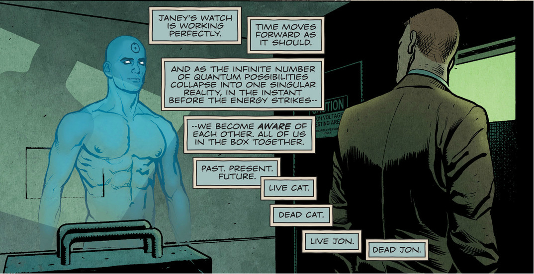 A guy is visited by his blue future self? What is this, All-New X-Men?