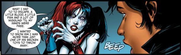 Harley Quinn cut her wrists or something