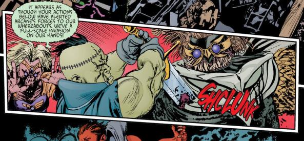 Frankenstein battles Rot Amaya and Rot Talon