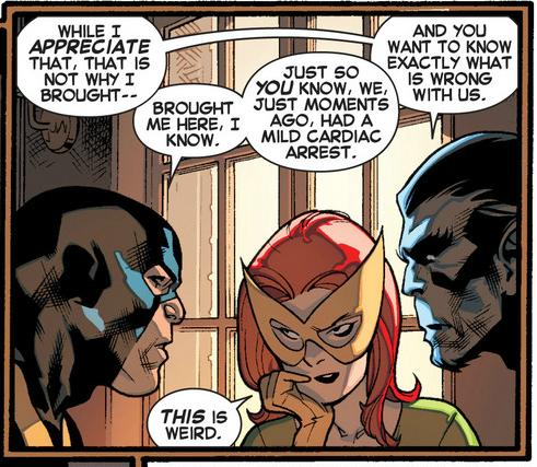 Jean Grey can't understand with so much Beast around here