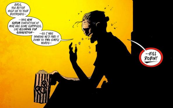 Joker gets some pop corn and watches the show