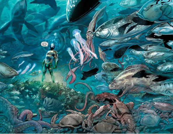 He's like the Lorax, but for fish. Aquaman fights for all the fish in the ocean