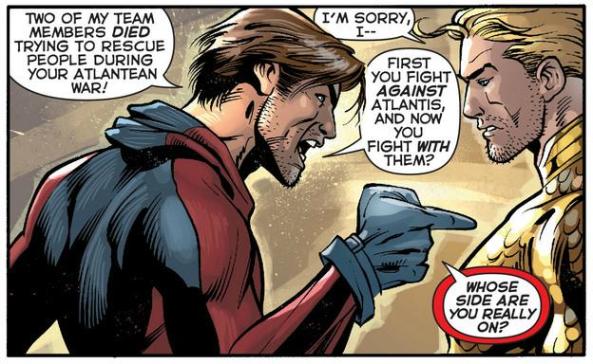 This environmental activist is so hard core, he made Aquaman apologize for not throwing him jail. That's hard core. Aquaman gets chews out by some hippy in a boat