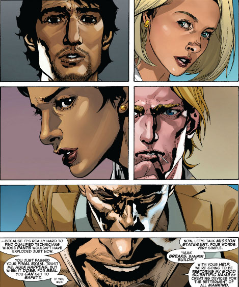 It is embarrassing when your pants explode the first day of the job. Not that I know personally, or anything. I DON'T WANT TO TALK ABOUT IT. bruce banner scares the crowd