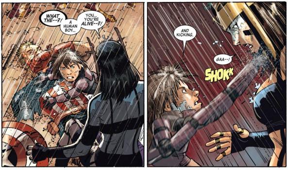 Cap didn't have time to teach him that when you kick with your hands, it's called "fisting" or "punching" - but usually "fisting." Ian America is alive and kicking