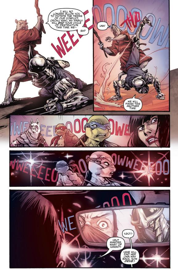 CHEESE IT! Ninja Turtles, Splinter, Alopex and Shredder stop fighting because the cops are there