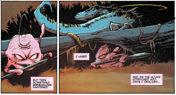Krang hides under a log in the Morbus swamps