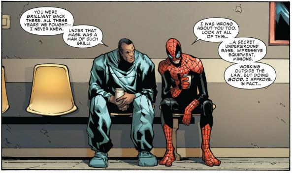 Spider-Man has a coffee with Cardiac
