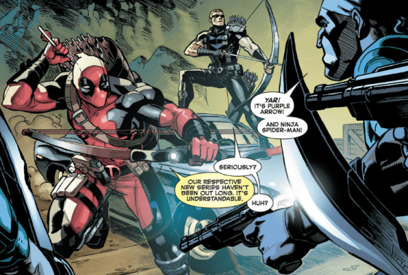 Purple Arrow and Ninja Spider-Man