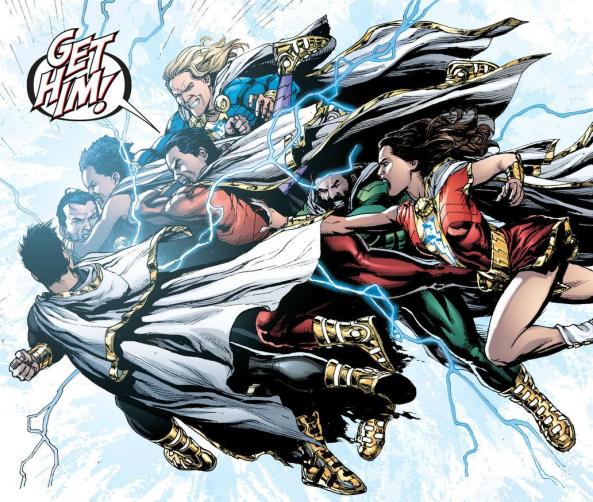 Shazam family swarms Black Adam