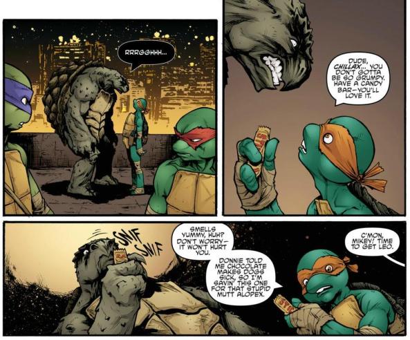 Michelangelo shares candy with Slash