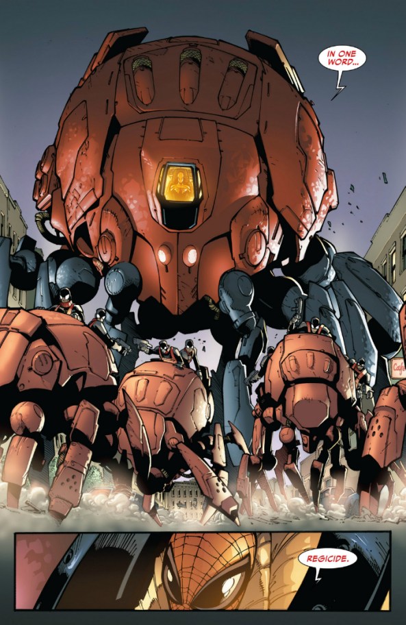 "Spins a web/any size/catches bad guys/regicide"