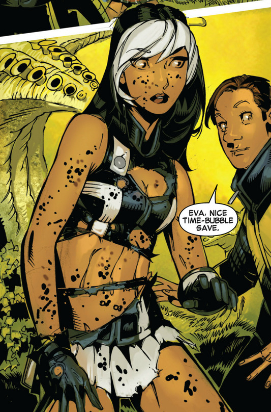 "Remind me to pack a more sensible skirt next time..."