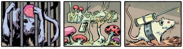 Monkey with a visible brain, fungus gun and dope-mouse