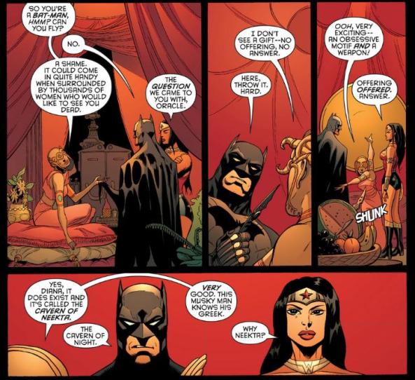 Batman and Wonder Woman visit the oracle
