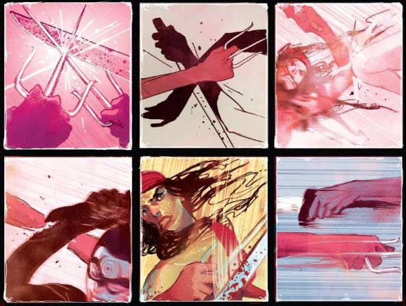 Elektra and Lady Bullseye fight