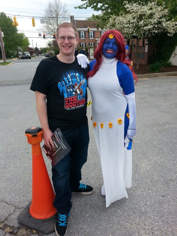 I gotta admire the dedication to putting that much make-up on. Especially since Mystique's a shapeshifter, and ANY old Joe Schmoe in their street clothes could claim to be Mystique and it would be legitimate claim