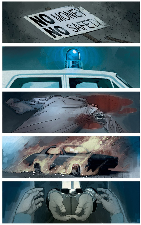 the police only use blue lights in this universe; it's moodier