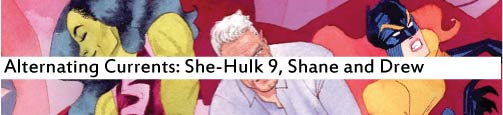 So, look.  I'm not saying that writing is easy.  This is a craft.  It requires a certain set of skills, a patience, a level of general competency.  And as someone who fancies himself a writer, it's a little painful to see something that reads at such a high level above what I could possibly do.  Extrapolating even further past that, She-Hulk is devastating.  Excruciating.  I want to take sharp objects and whittle away my skin, exposing my tender flesh to the harsh elements so that I may embrace the harsh, tortuous reality of my own limitations.  Did I mention that I rather enjoyed She-Hulk 9 by Charles Soule, Javier Pulido and the rest?  Because it was something special.  In the Marvel comics universe, superheroes are rather common.  A dime a dozen, even, and since all but a few of them are headquartered in my own home of New York City, you can pretty much toss a stone and hit someone invulnerable without even trying.  It takes little effort to read a comic about a character with super-strength, but, I must say, it's not quite as simple to read about a character in a law firm.  In fact, I can really think of only two major comic book characters who are lawyers, and, well, what do you know?  In this issue, both feature prominently.  It's almost like it was planned that way, who'dka thunkit?  Marvel legend Matthew "Daredevil" Murdock goes up against Jennifer "She-Hulk" Walters in court for, near as I can tell, the first time in comics history.  This alone is monumental, and having them war over the fate of Captain America can only add to the significance.  And as the middle issue of the saga, having the exact details of Captain America's brazen culpability revealed, with his arrogance leading to the death of an innocent, presents something of a moral quandary.  How can one defend someone that blatantly pushes an unstable man, to the point of someone else paying the price?  And at the same time, how do we condemn arguably the greatest hero in Marvel's history, the leader of the Avengers, somebody who has saved the country, the world, even the universe, countless times?    Daredevil sidesteps these issues quite comfortably, presenting the struggle in clear legal terms.  Is Captain America in any way responsible for this man's death?  Setting aside his famed heroism, the good Captain is human, and can he suffer grave errors in judgement?  And in the same vein, She-Hulk attacks Murdock's approach in technical terms, so that the judge may throw out the case before it grows further.  Although a strategy plagued by Steve Rogers' own sense of...responsibility? Justice? Guilt? The issue showcases a clear representation of a court of law, with a level of accuracy rarely seen in casual fiction.  In fact, few writers in the comics industry could show such a devoted insight to the details of the legal system, discussing case dismissals and mistrials and everything that I don't understand, but Charles Soule clearly does.  It's not a surprise, really.  Soule has quickly risen to the top of the comics industry for many reasons--his immense skill level, the top-rank books he writes, and the sheer quantity of his workload.  And yet, in addition to all of this, he has a day job. A law practice, even.  Something that most other people would consider a full-time job, Charles Soule takes on as...more than a hobby, certainly, with the level of devotion he provides.  It's admirable, and in his work, it shows.    With as much devotion as Soule puts in, though, artist Javier Pulido matches, especially in page layouts.  I'm happy to attribute many strengths to Pulido, including a recognition of facial expression matched by few modern artists not named Jamie McKelvie, but there are even less artists on top-tier titles who have such an innate mastery of the craft that Pulido expresses.  His layouts with She-Hulk pursuing Daredevil amongst the rooftops of San Francisco capture superheroics so seamlessly, and that's merely a fraction of the issue.  The final two panels of the issue, which I won't spoil here, are so casually intertwined, and yet flawlessly challenge any other artist to present two opposing viewpoints with anything resembling the same level of poignance.  Even the notable admissions of Steve Rogers in this very issue can't match the message in Pulido's work.  He's just that good.  The fate of the ongoing She-Hulk title has been somewhat the forefront of comics news as of late, with a not-unexpected but equally not-accepted cancellation that apparently fits with the creative team's plans but not hopes.  The quality of this issue presses the unpleasantness of this news, but I'm anxious to see how Charles Soule wraps the many plotlines built in this series and exacerbated by this issue.  With the last-page reveal, Drew, how do you suspect Soule may write around what could be a dramatic change to Marvel comics (one that, let's face it, will likely not be allowed in a tertiary title?)  Has this historic challenge between Marvel's two most notable lawyers met with your expectations?  And, most importantly, what do you think of Kevin Wada's cover for this issue?  Because for me, Wada's covers have been probably the best part of a series that has basically zero flaws, and yet I sort of feel like this is his weakest cover on the book yet.  It's almost traditional.  Come on, Wada.  You can do better.