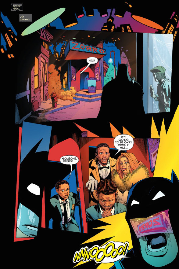 A comic where Batman watches a play based on the comic of his origin story
