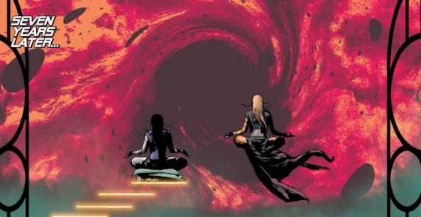 Eva Bell and Illyana meditate someplace real strange