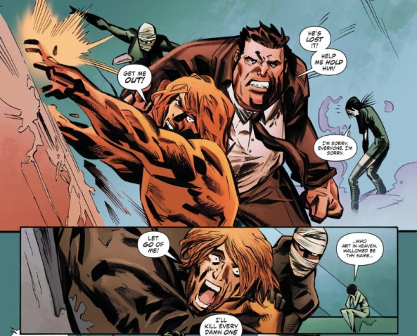 her hair and leggings just disappear, as does all color in her outfit