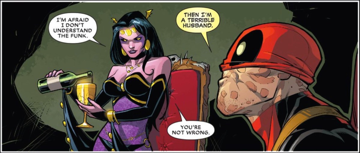 She's pouring a drink now because it's after five o'clock on Wade's face