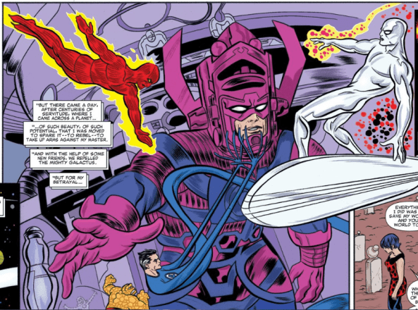 Reed Richards Johny Storm and Silver Surfer vs. Galactus