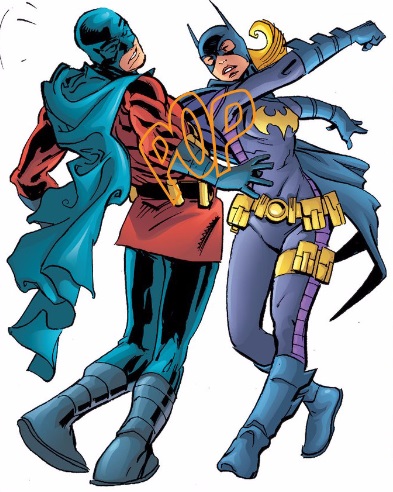 Batgirl Stephanie Brown punches Red Robin Tim Drake