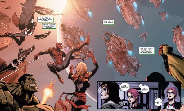 just your typical marvel-heroes-fighting-the-bad-guys spread