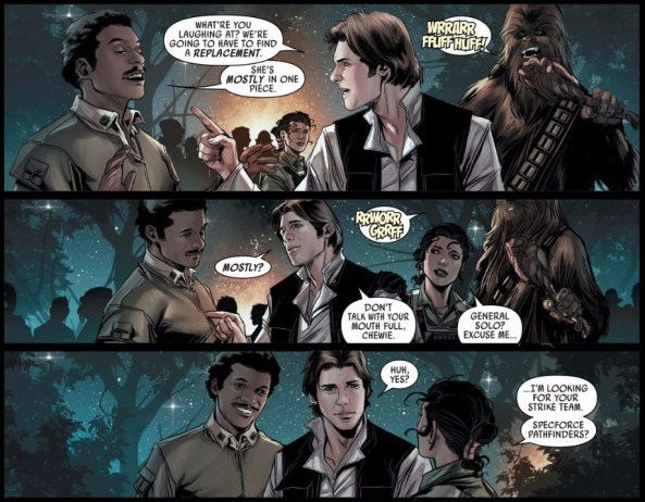 Han, Lando and Chewie reunited