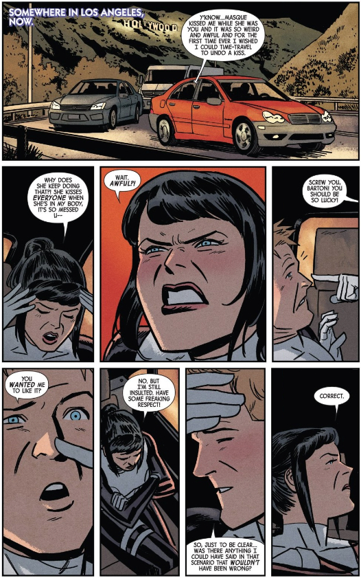 Clint and Kate sitting in a car...